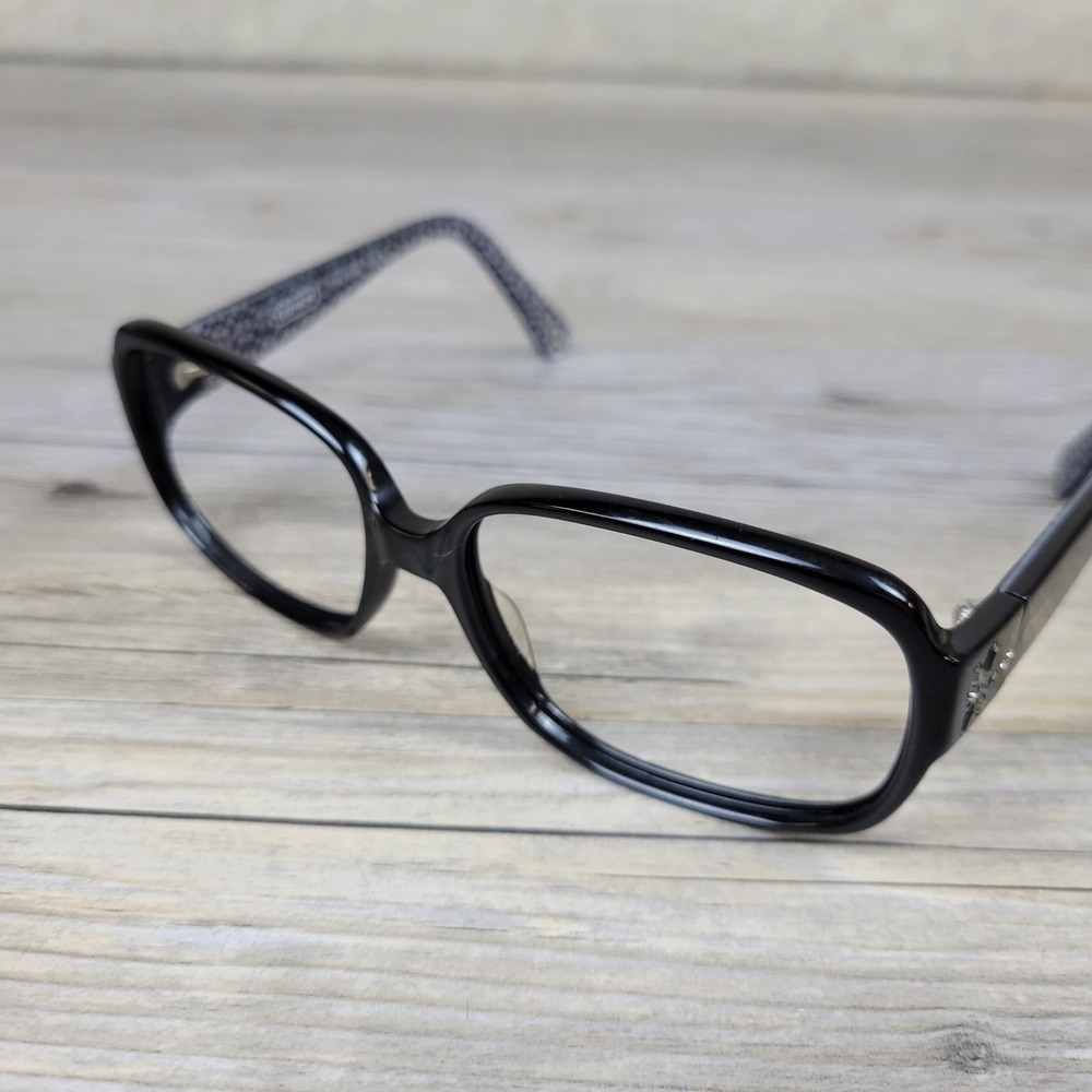 Coach Eyeglass Frames S436 Eva Black Signature Rhinestone Flower Women 53-16-135